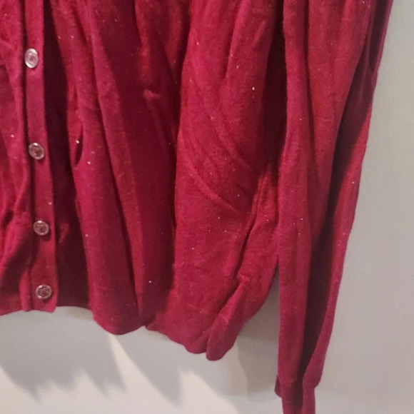 Nicole Miller Original Wine and Silver Sparkle Button Up Long Sleeve Cardigan XL - Picture 7 of 10